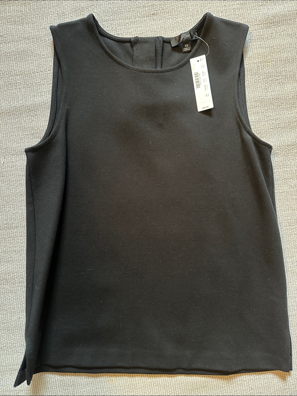 J. Crew Black Sleeveless Crewneck Tank Top with jeweled back detail